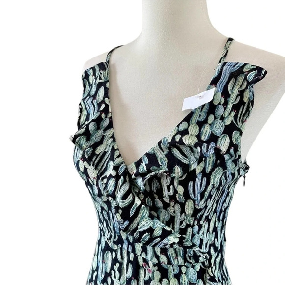 Ramy Brook Dress Halter Open Back Mini Dress Green Cactus Print Size XXS NWT - Picture 4 of 13